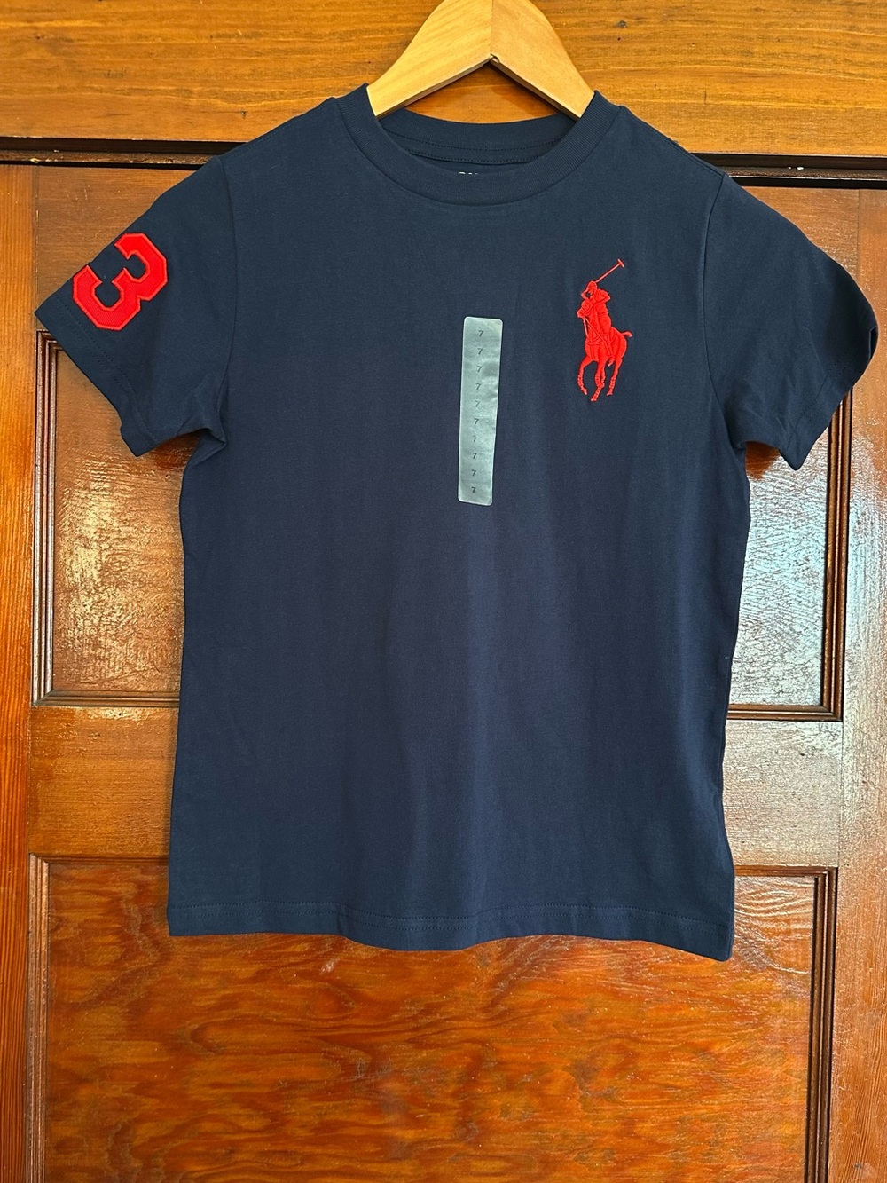 New Polo Ralph Lauren Navy Short Sleeve Big Pony Jersey T-Shirt Size 7 Preppy